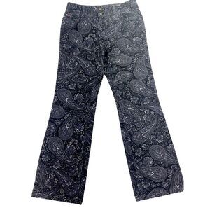 Vintage Y2K Tommy Hilfiger Pants Women's 10 Blue Paisley Corduroy‎ Stretch High